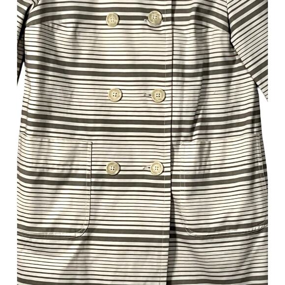 Proenza Schouler Coatigan Womens Size M Gray Striped Cotton Pockets Midi Buttons - Picture 5 of 10